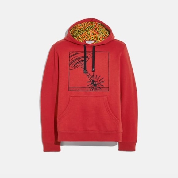 COACH X DISNEY MICKEY MOUSE X KEITH HERING RED HOODIE SIZE XS - Picture 1 of 10
